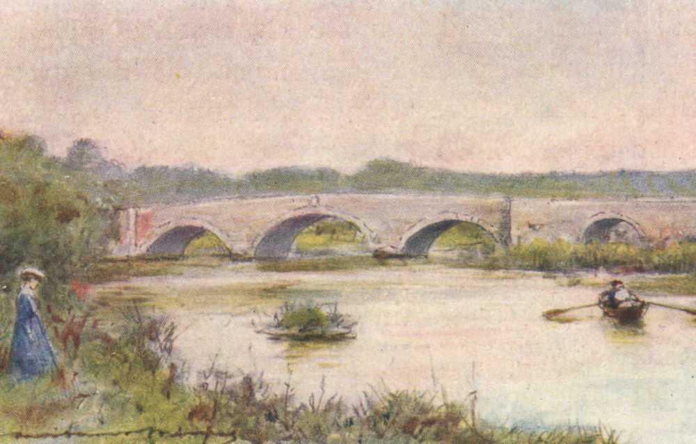 Sutton Courtenay; Culham Bridge; by Mortimer Menpes. Oxfordshire 1906 print
